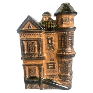 Vintage Planter Pottery Victorian House Vase 7" Brownstone San Francisco